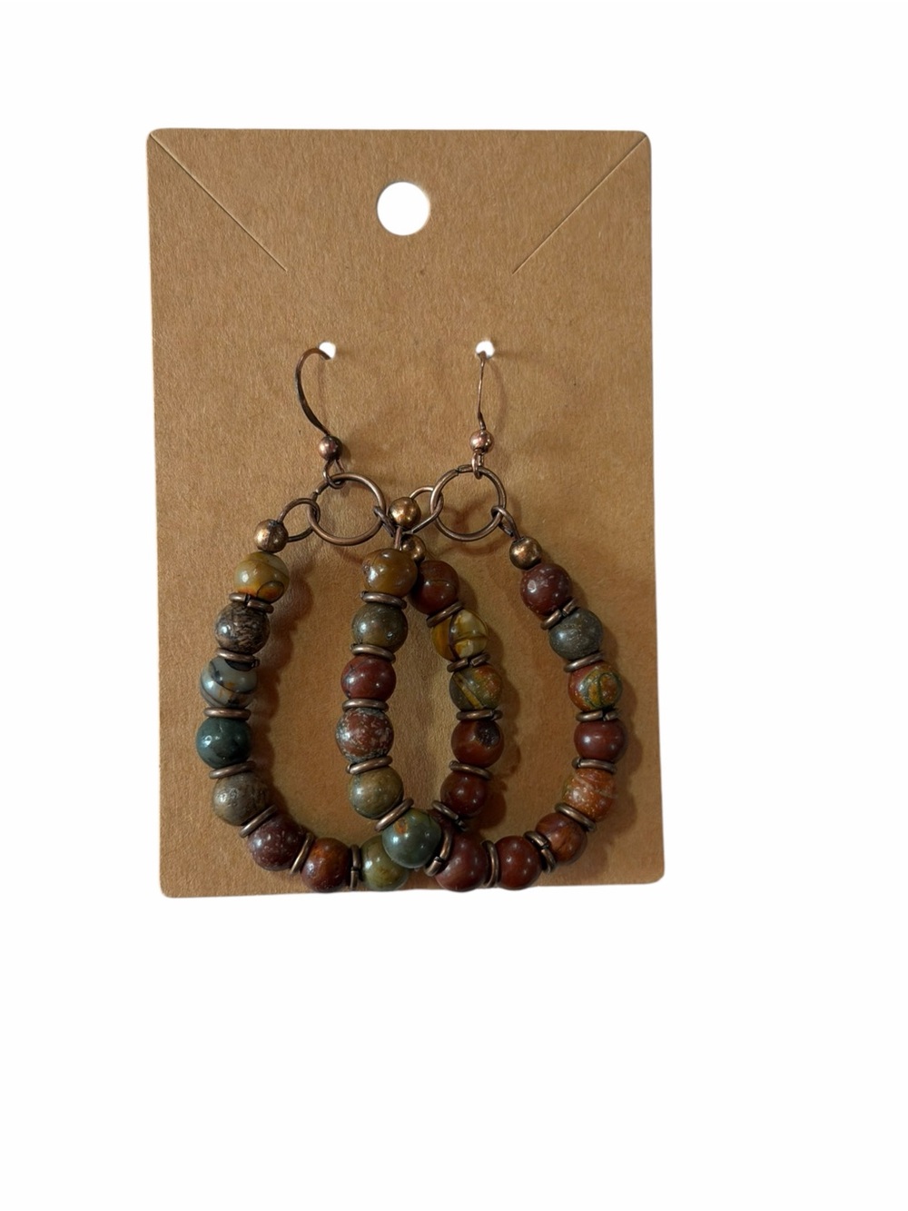 Handcrafted Multicolor Stone Bead Hoop Earrings